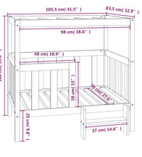 Hundebett Weiß 105,5x83,5x100 cm Massivholz Kiefer