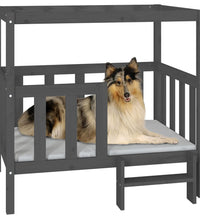 Hundebett Grau 105,5x83,5x100 cm Massivholz Kiefer