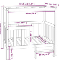 Hundebett Grau 105,5x83,5x100 cm Massivholz Kiefer