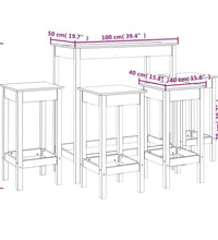 5-tlg. Bar-Set Schwarz Massivholz Kiefer