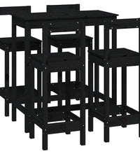 5-tlg. Bar-Set Schwarz Massivholz Kiefer