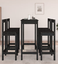 5-tlg. Bar-Set Schwarz Massivholz Kiefer