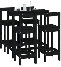 5-tlg. Bar-Set Schwarz Massivholz Kiefer