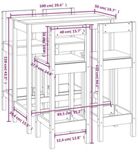 5-tlg. Bar-Set Schwarz Massivholz Kiefer