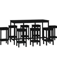 9-tlg. Bar-Set Schwarz Massivholz Kiefer