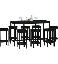 9-tlg. Bar-Set Schwarz Massivholz Kiefer