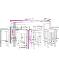 9-tlg. Bar-Set Schwarz Massivholz Kiefer