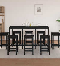 9-tlg. Bar-Set Schwarz Massivholz Kiefer