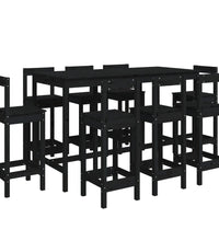 9-tlg. Bar-Set Schwarz Massivholz Kiefer