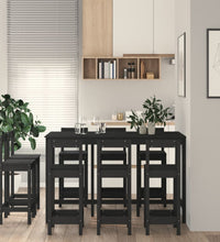 9-tlg. Bar-Set Schwarz Massivholz Kiefer