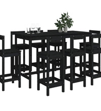9-tlg. Bar-Set Schwarz Massivholz Kiefer