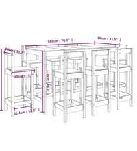 9-tlg. Bar-Set Schwarz Massivholz Kiefer