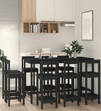 9-tlg. Bar-Set Schwarz Massivholz Kiefer