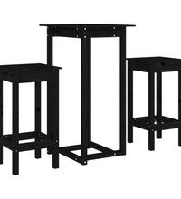 3-tlg. Bar-Set Schwarz Massivholz Kiefer