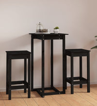 3-tlg. Bar-Set Schwarz Massivholz Kiefer