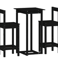 3-tlg. Bar-Set Schwarz Massivholz Kiefer