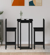 3-tlg. Bar-Set Schwarz Massivholz Kiefer