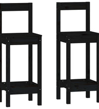 3-tlg. Bar-Set Schwarz Massivholz Kiefer