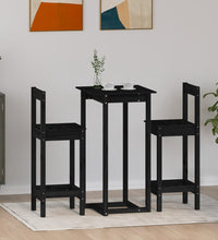 3-tlg. Bar-Set Schwarz Massivholz Kiefer