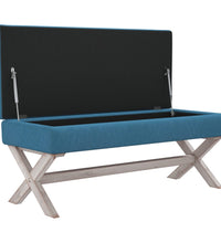 Hocker mit Stauraum Blau 110x45x49 cm Samt