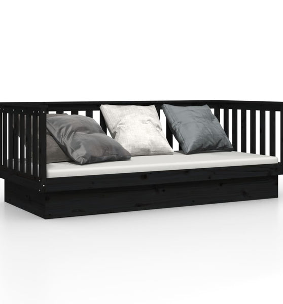 Tagesbett Schwarz 80x200 cm Massivholz Kiefer