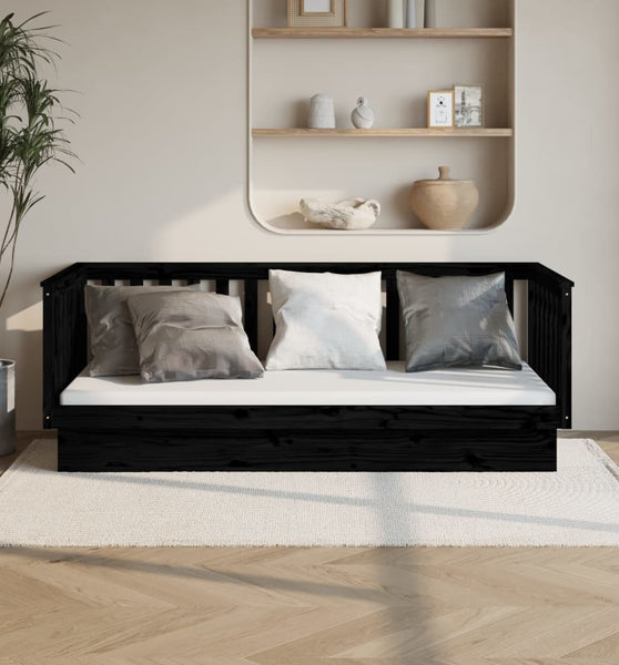 Tagesbett Schwarz 100x200 cm Massivholz Kiefer