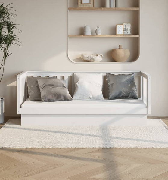 Tagesbett ohne Matratze Weiß 75x190 cm Massivholz Kiefer