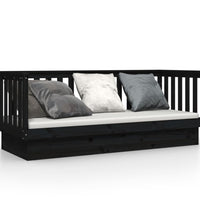 Tagesbett Schwarz 75x190 cm Massivholz Kiefer