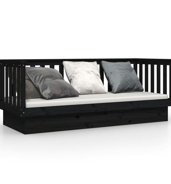 Tagesbett Schwarz 75x190 cm Massivholz Kiefer