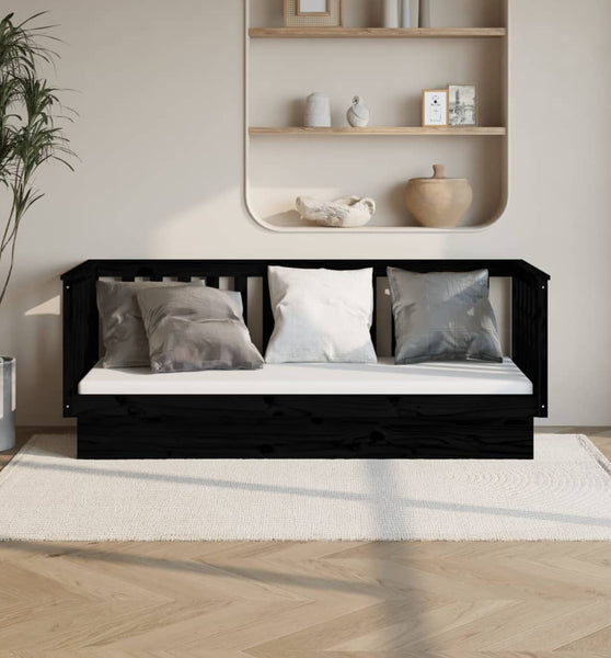 Tagesbett Schwarz 75x190 cm Massivholz Kiefer