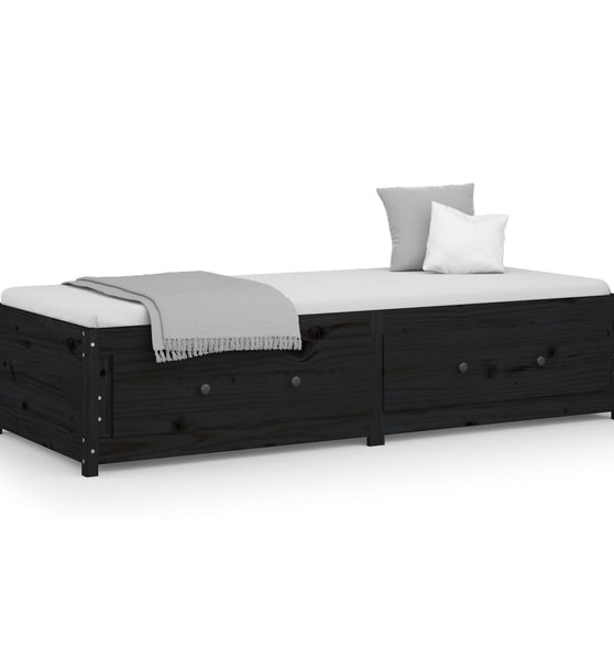 Tagesbett Schwarz 75x190 cm Massivholz Kiefer