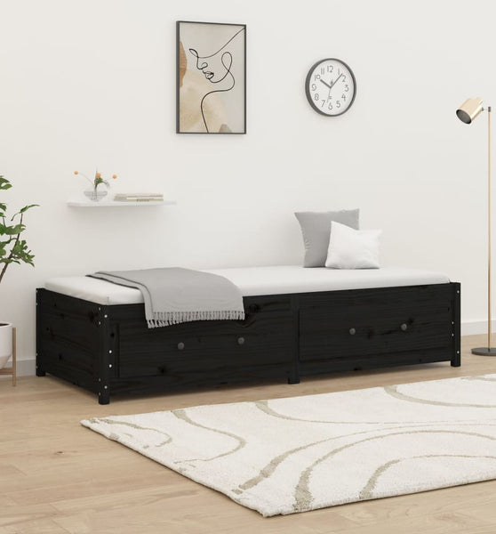Tagesbett Schwarz 75x190 cm Massivholz Kiefer
