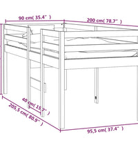 Hochbett Honigbraun 90x200 cm Massivholz Kiefer