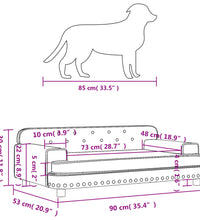 Hundebett Hellgrau 90x53x30 cm Samt