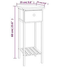 Beistelltisch mit Schublade 25x25x60 cm Massivholz Nussbaum