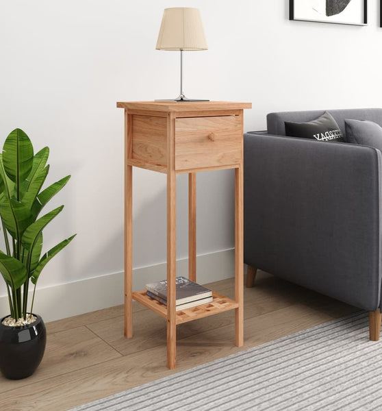 Beistelltisch mit Schublade 25x25x60 cm Massivholz Nussbaum