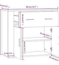Sideboard Braun Eichen-Optik 80x33x70 cm Holzwerkstoff