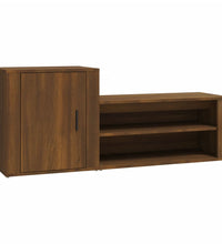 Schuhschrank Braun Eichen-Optik 130x35x54 cm Holzwerkstoff