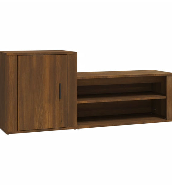 Schuhschrank Braun Eichen-Optik 130x35x54 cm Holzwerkstoff