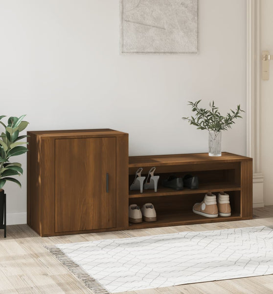 Schuhschrank Braun Eichen-Optik 130x35x54 cm Holzwerkstoff