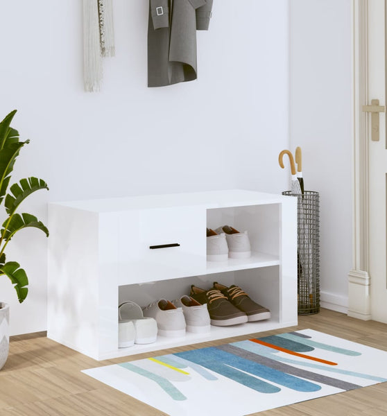 Schuhschrank Hochglanz-Weiß 80x35x45 cm Holzwerkstoff