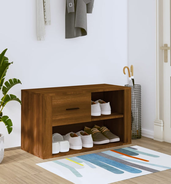 Schuhschrank Braun Eichen-Optik 80x35x45 cm Holzwerkstoff