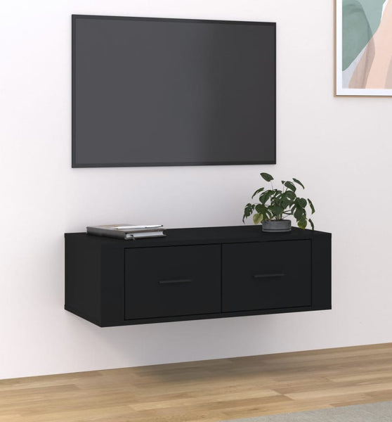 TV-Wandschrank Schwarz 80x36x25 cm Holzwerkstoff
