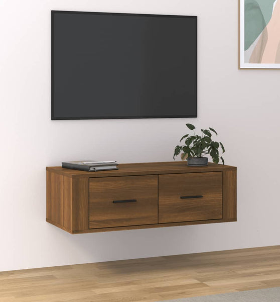 TV-Wandschrank Braun Eichen-Optik 80x36x25 cm Holzwerkstoff