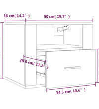 Wand-Nachttisch Betongrau 50x36x40 cm