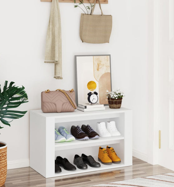 Schuhregal Weiß 75x35x45 cm Holzwerkstoff