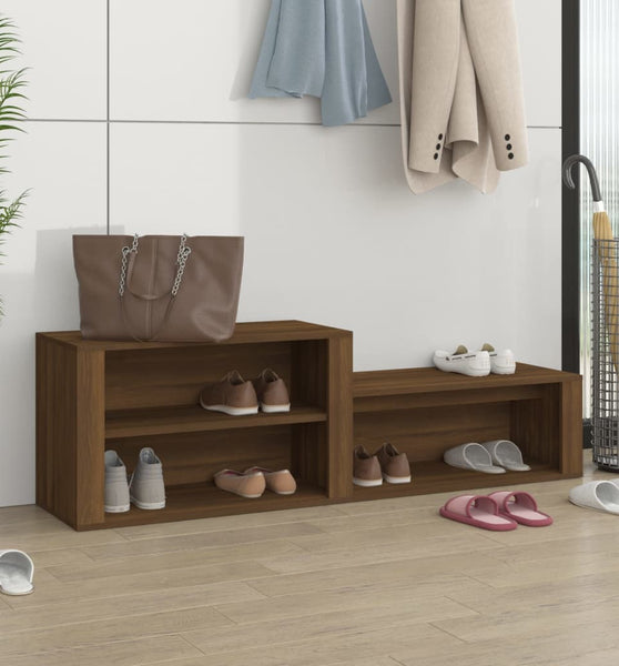Schuhschrank Braun Eichen-Optik 150x35x45 cm Holzwerkstoff