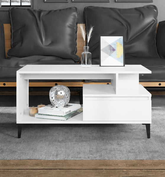 Couchtisch Weiß 90x49x45 cm Holzwerkstoff