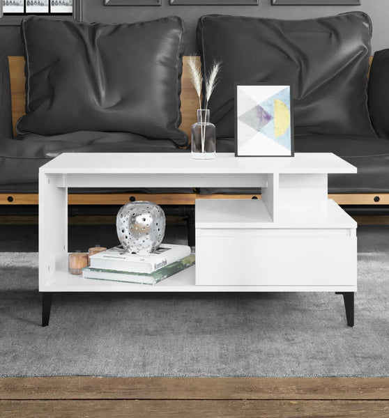 Couchtisch Hochglanz-Weiß 90x49x45 cm Holzwerkstoff