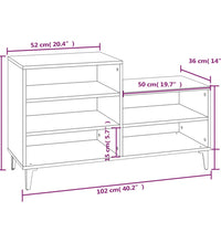 Schuhregal Betongrau 102x36x60 cm Holzwerkstoff